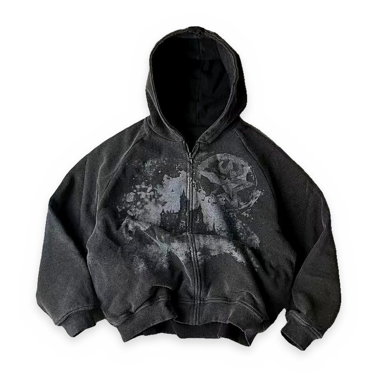 All-over print emo hoodie — print detail, unisex Y2K streetwear