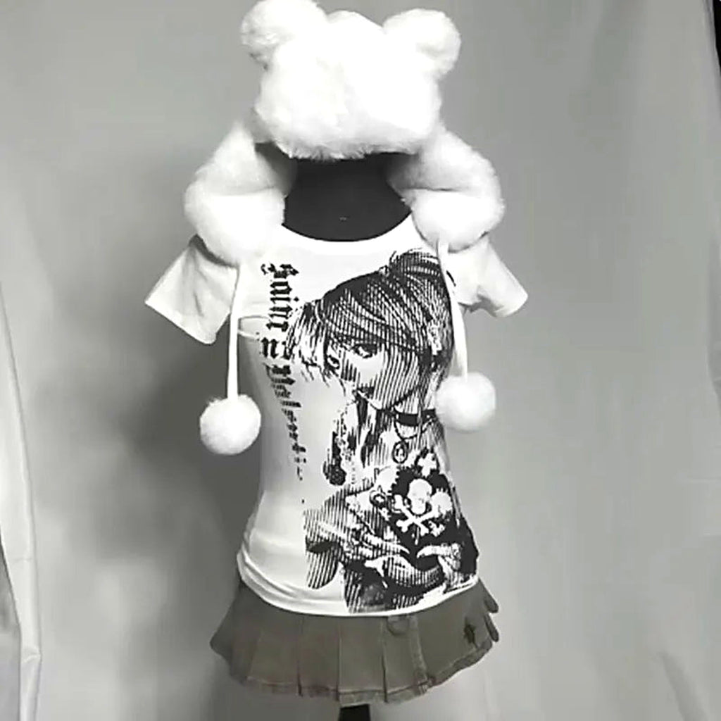 Anime graphic crop tee — back view