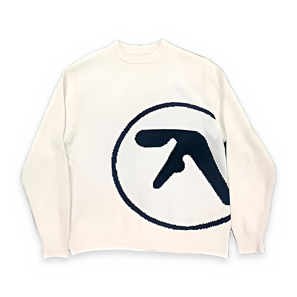 Oversized knit graphic sweater, streetwear — front view