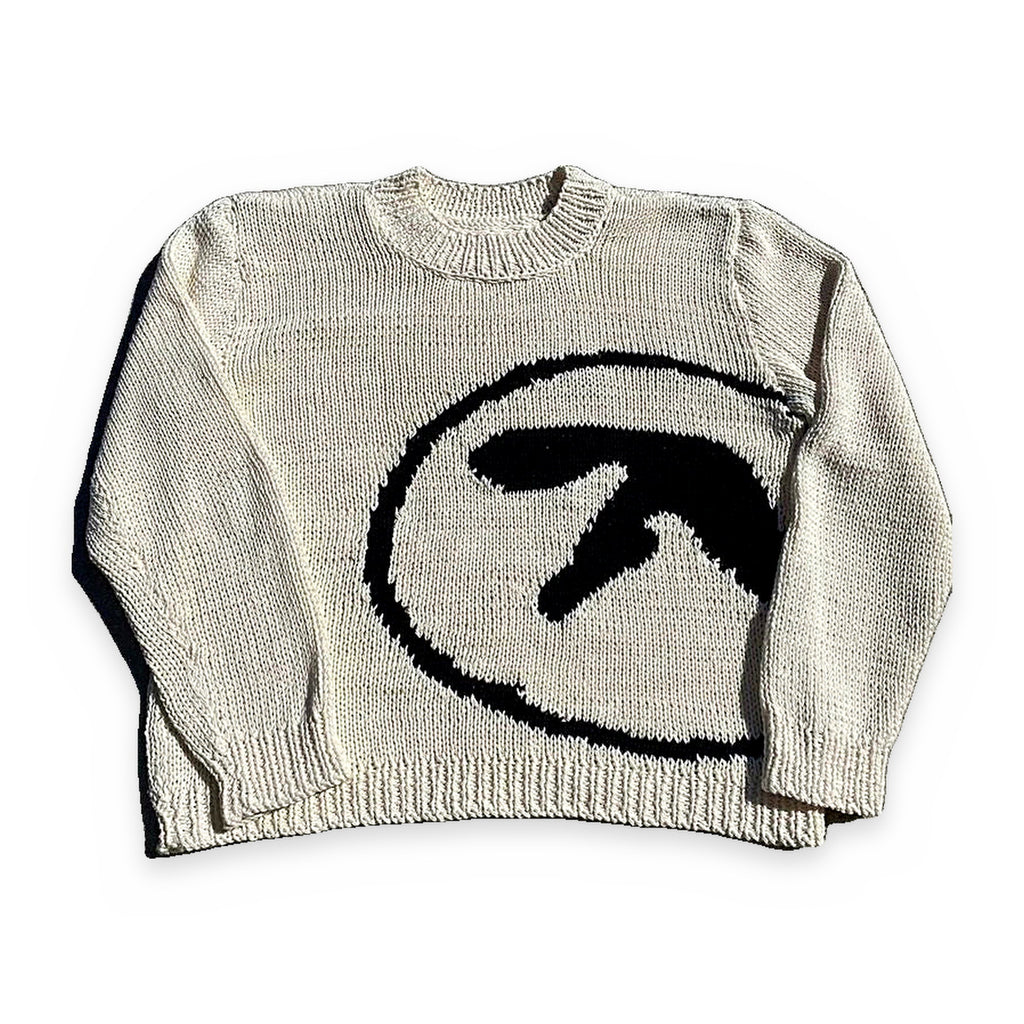 Oversized knit graphic sweater, knit detail