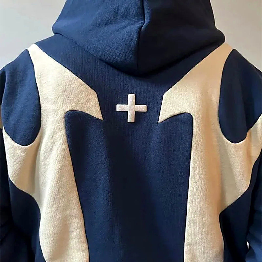 Devil pattern zip-up hoodie, Y2K streetwear