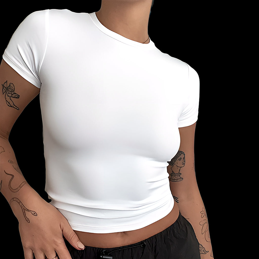 Fitted crew tee, color basics, streetwear — front view