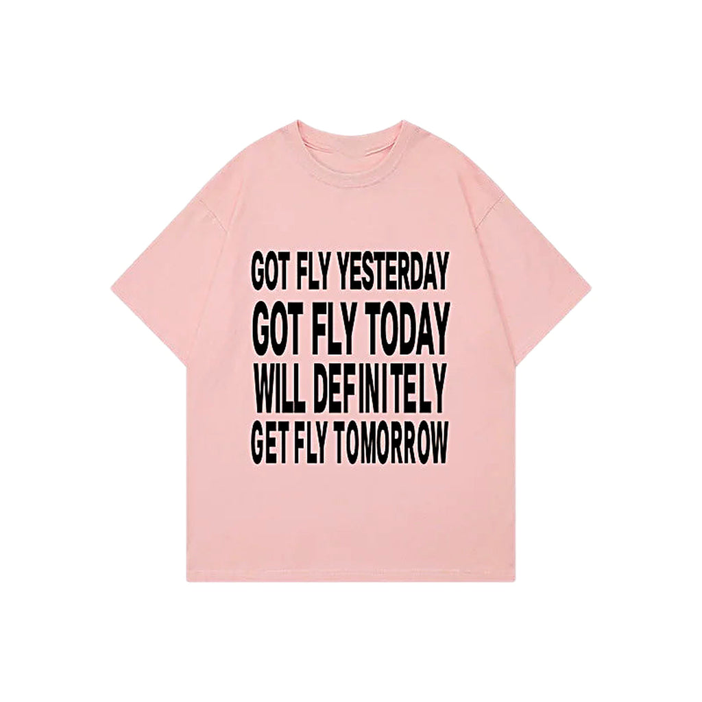 Got Fly oversized graphic tee, Y2K streetwear — flat product shot
