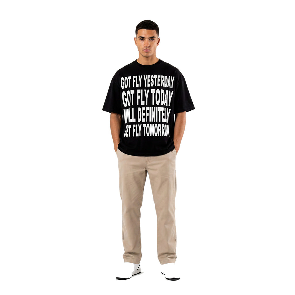 Got Fly oversized graphic tee in black on model