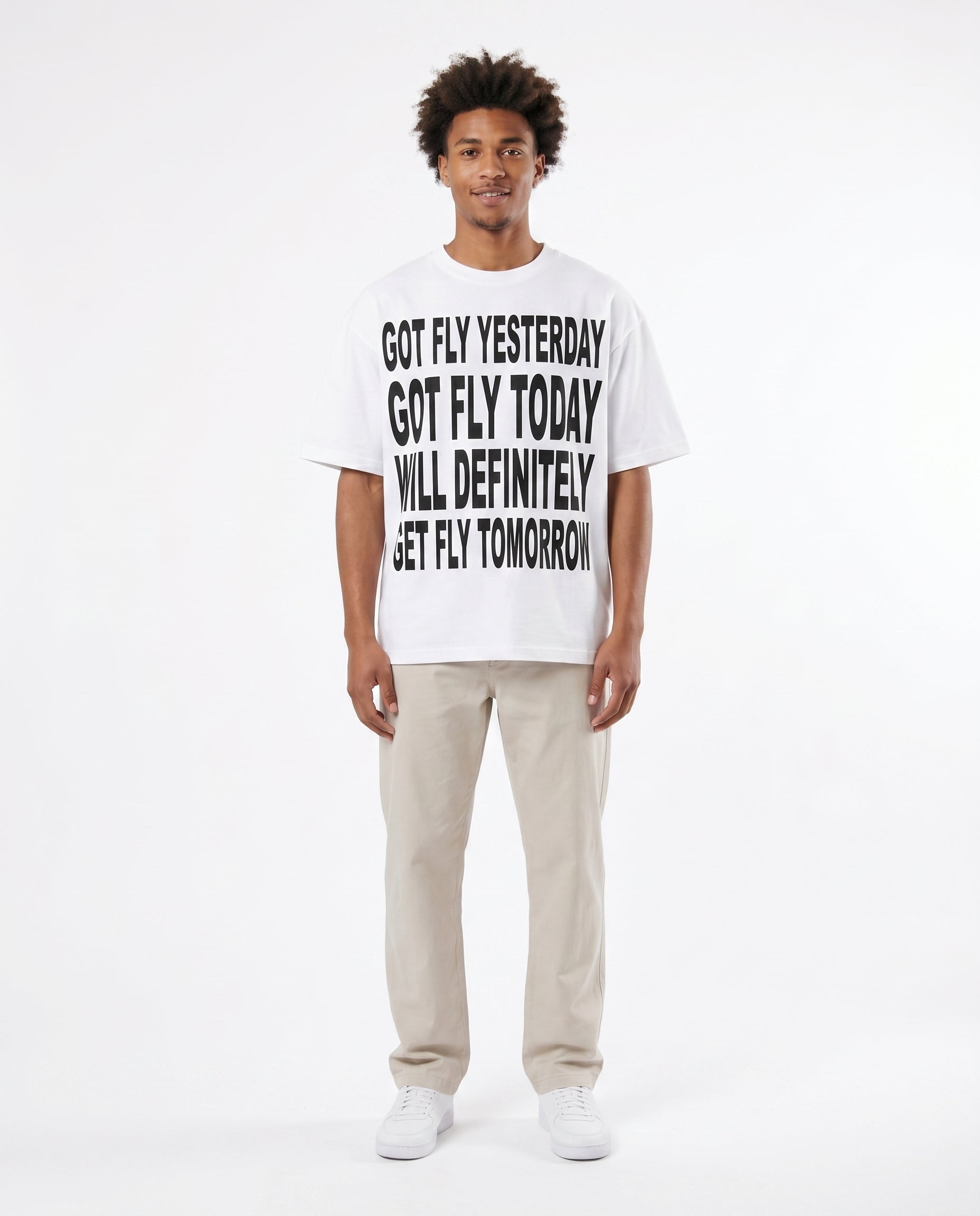 Got Fly Tee — White on model