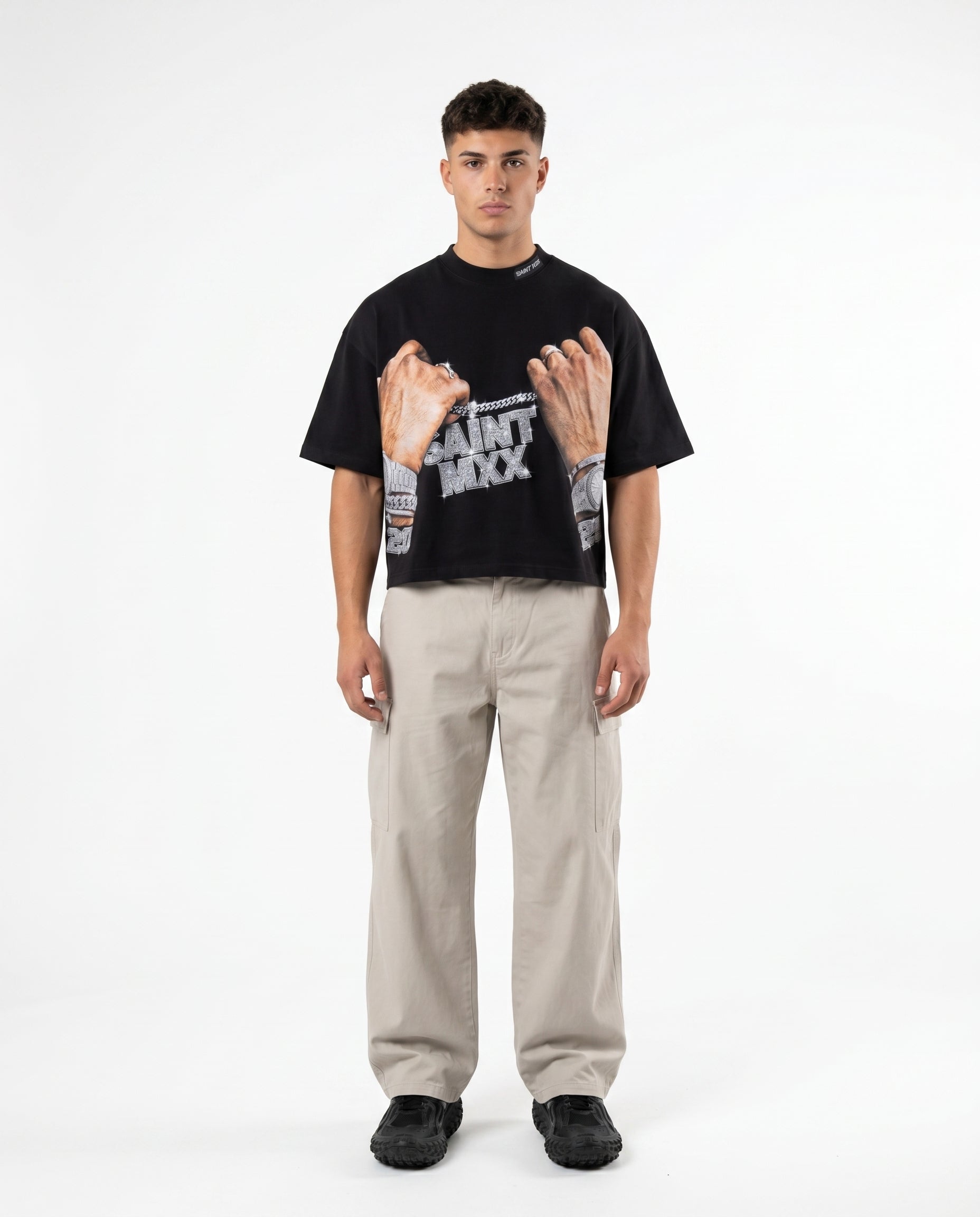 Boxy Cropped Tee print 4 on model