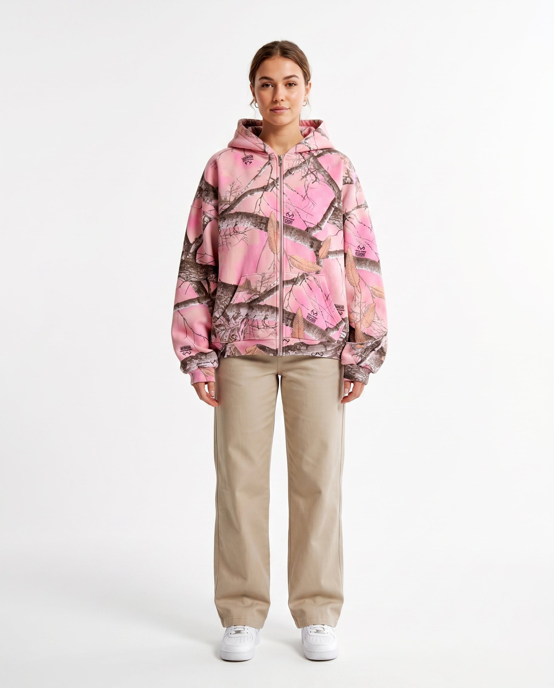 Pink Camo zip-up — female