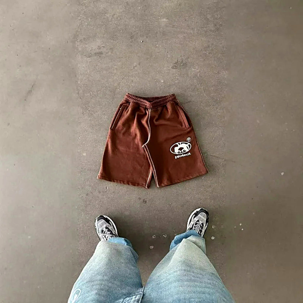 Protect embroidered shorts — back view
