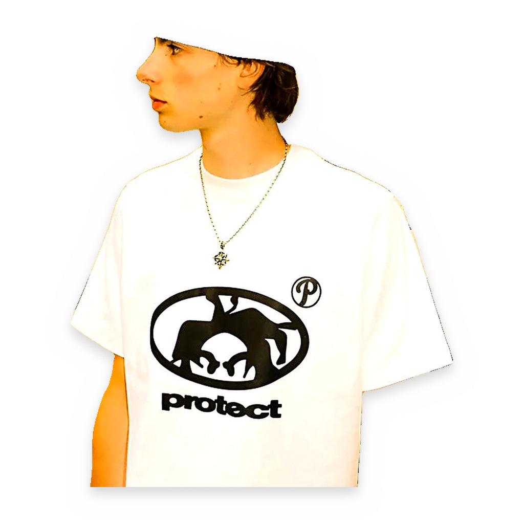 Protect oversized graphic tee — detail view