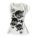 Star and skull graphic baby tee — back view
