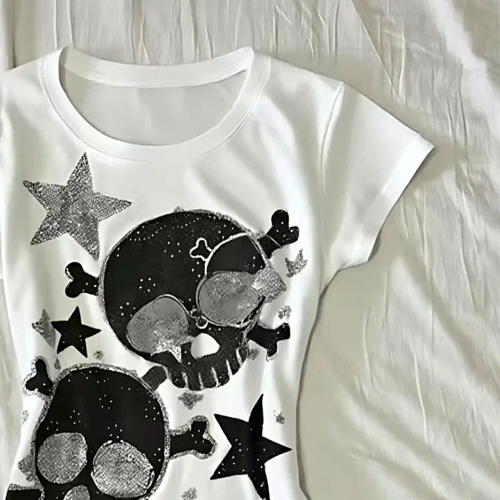 Star and skull graphic baby tee — product photo