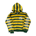 Stripe rivet embroidered zip-up hoodie, streetwear — front view