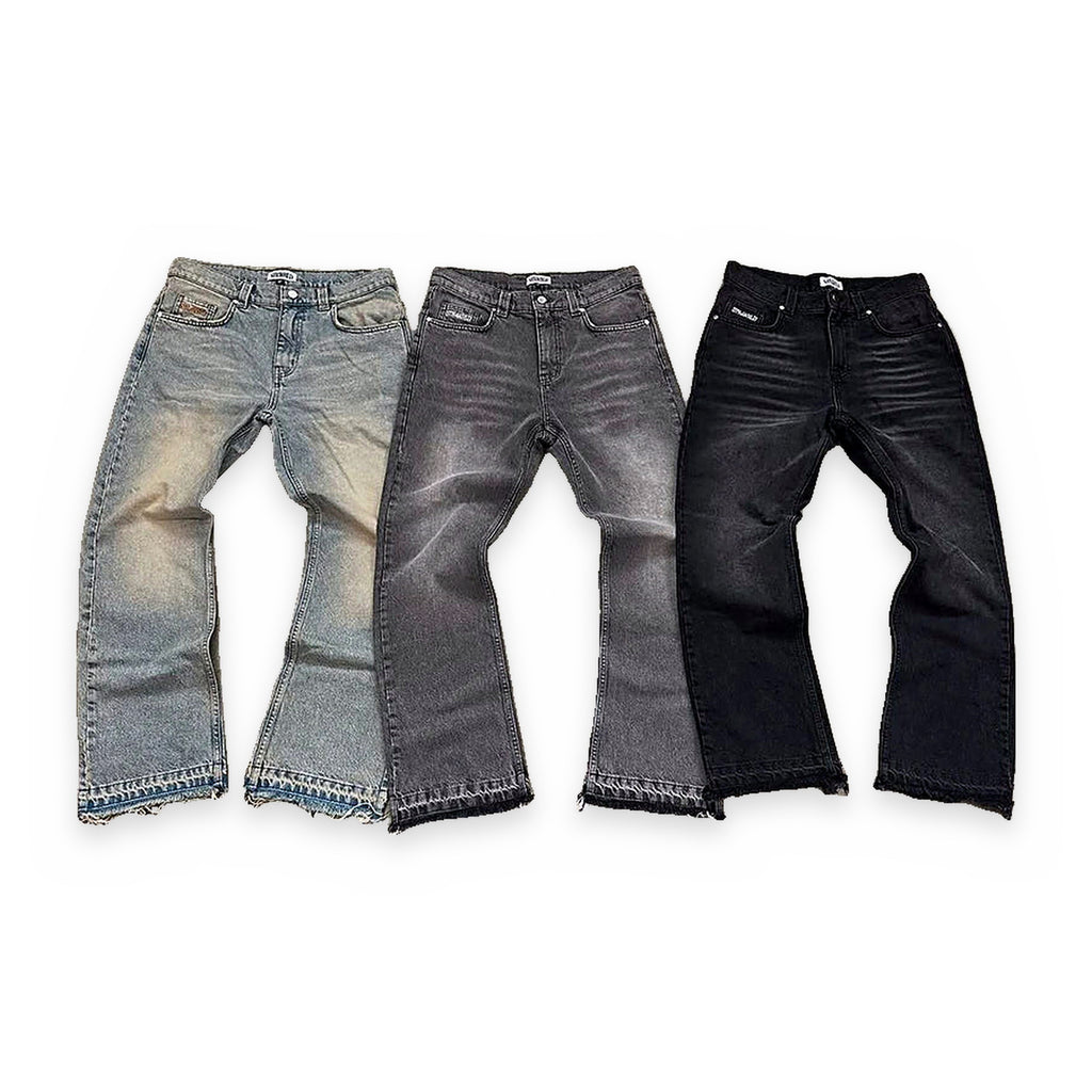 Washed straight-leg jeans in grey — detail view