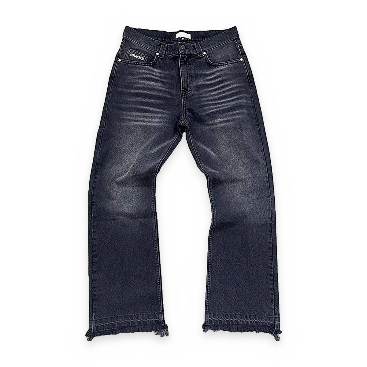 Washed straight-leg denim jeans — product view